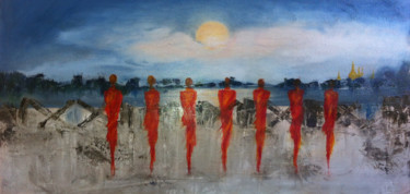 Painting titled "bonzes-laotiens." by Katia, Original Artwork