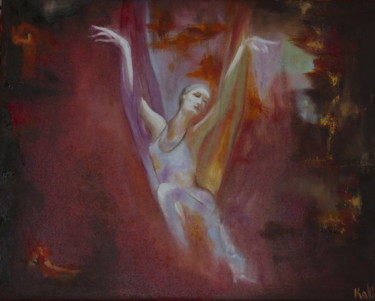 Painting titled "En apesanteur" by Katia, Original Artwork, Oil