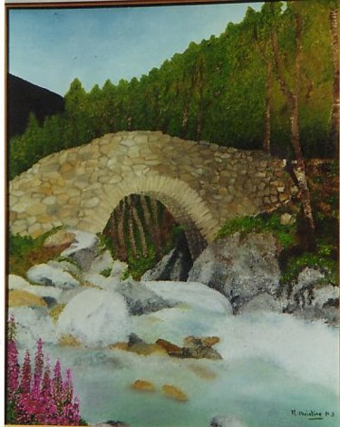 Painting titled "pont" by Marie-Christine Sourris, Original Artwork