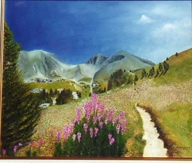 Peinture intitulée "hautes alpes champs…" par Marie-Christine Sourris, Œuvre d'art originale