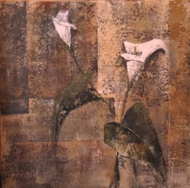 Schilderij getiteld "arums" door Marie-Claire De Sousa, Origineel Kunstwerk, Olie