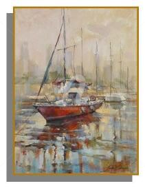 Painting titled "Barco Vermelho" by Sousa Rodrigues, Original Artwork, Oil