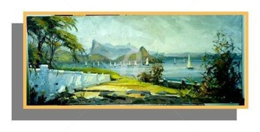 Painting titled "Panorama Do Rio de…" by Sousa Rodrigues, Original Artwork, Oil