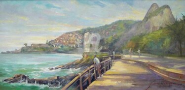 Pintura intitulada "Mirante do Leblon -…" por Sousa Rodrigues, Obras de arte originais, Óleo