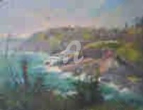 Painting titled "Praia da Joatinga" by Sousa Rodrigues, Original Artwork, Oil