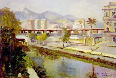 Painting titled "Vista aérea Leopold…" by Sousa Rodrigues, Original Artwork, Oil