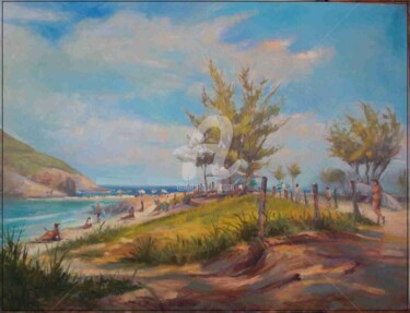 Pintura intitulada "Praia do Recreio" por Sousa Rodrigues, Obras de arte originais, Óleo