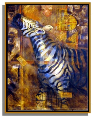 Pintura intitulada "Zebra no jogo do bi…" por Sousa Rodrigues, Obras de arte originais