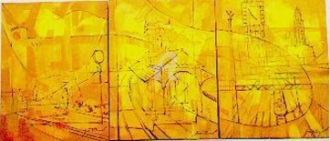 Pintura intitulada "Estações de trêm" por Sousa Rodrigues, Obras de arte originais