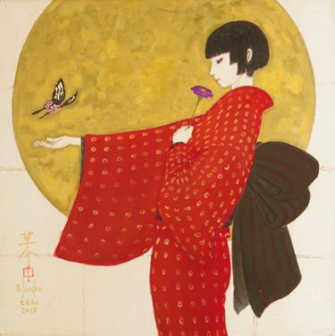 Malerei mit dem Titel "AGEHA ( Papillon ma…" von Souske, Original-Kunstwerk, Pigmente