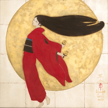 Painting titled "Tsuki-Mai ( Lune da…" by Souske, Original Artwork, Other