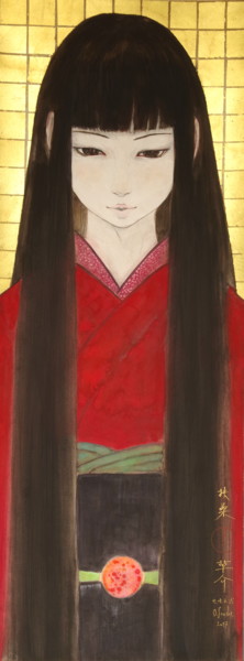 Painting titled "Bijin-Ga ( peinture…" by Souske, Original Artwork, Pigments Mounted on Other rigid panel