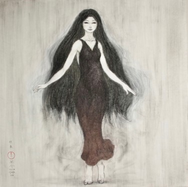 Dessin intitulée "Bijin-Ga (Belles fe…" par Souske, Œuvre d'art originale, Fusain