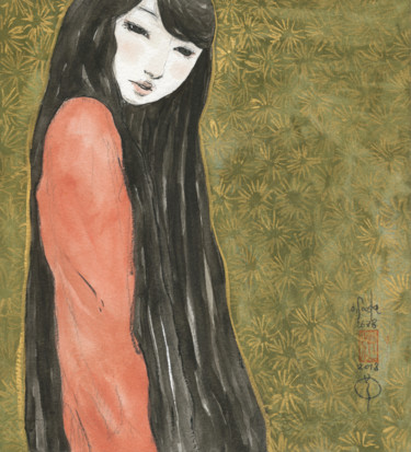 Картина под названием "Otome ( fille ) ~22…" - Souske, Подлинное произведение искусства, Акварель