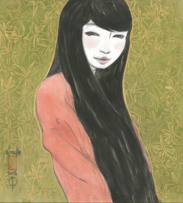 Schilderij getiteld "Otome ( fille ) ~22…" door Souske, Origineel Kunstwerk, Aquarel