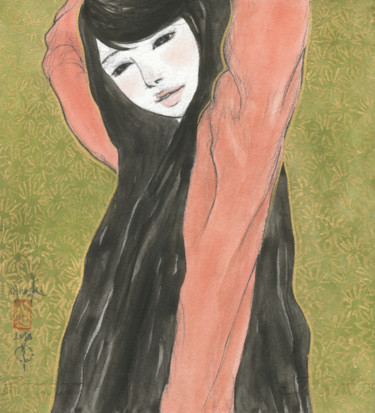 Peinture intitulée "Otome ( fille ) ~22…" par Souske, Œuvre d'art originale, Aquarelle