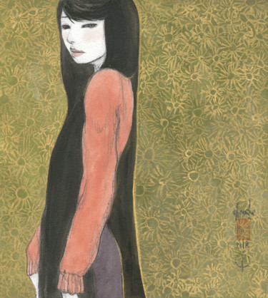 Peinture intitulée "Otome ( fille ) ~22…" par Souske, Œuvre d'art originale, Aquarelle