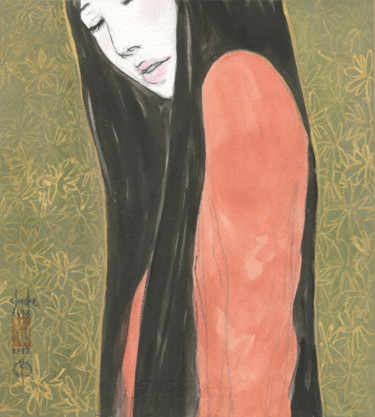 Peinture intitulée "Otome ( fille ) ~22…" par Souske, Œuvre d'art originale, Aquarelle