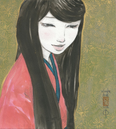 Peinture intitulée "Otome ( fille ) ~22…" par Souske, Œuvre d'art originale, Aquarelle