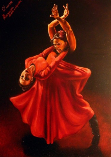 Painting titled "Фламенко. Любовь и…" by Sliozkina Olga, Original Artwork, Oil