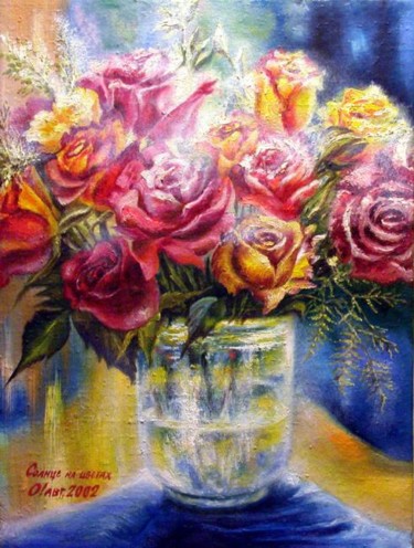 Картина под названием "Солнце на цветах" - Слёзкина Ольга, Подлинное произведение искусства