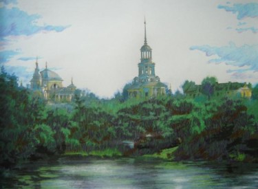 Painting titled "Летний вечер" by Sliozkina Olga, Original Artwork, Oil