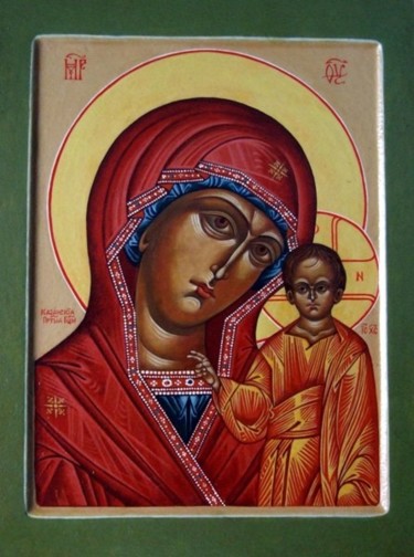 Картина под названием "Казанская икона Бог…" - Слёзкина Ольга, Подлинное произведение искусства