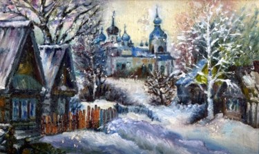 Painting titled "Снег на рождественс…" by Sliozkina Olga, Original Artwork, Oil