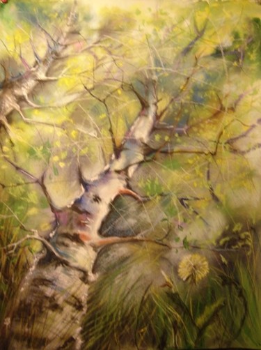 Картина под названием "Берёзовый калейдоск…" - Слёзкина Ольга, Подлинное произведение искусства, Масло