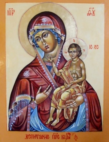 Картина под названием "Икона Пресвятой Бог…" - Слёзкина Ольга, Подлинное произведение искусства, Масло