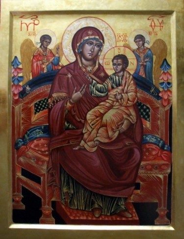 Картина под названием "Икона Божьей матери…" - Слёзкина Ольга, Подлинное произведение искусства, Масло