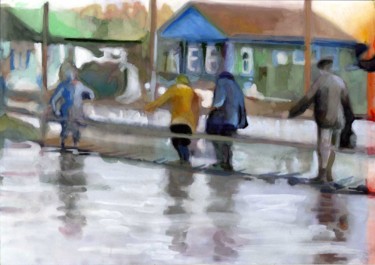 Картина под названием "Большая вода" - Слёзкина Ольга, Подлинное произведение искусства, Масло