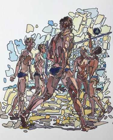 Beach Volleyball Zeichnungen mit dem Titel "Beach Volleyball" von Sergey Sovkov, Original-Kunstwerk