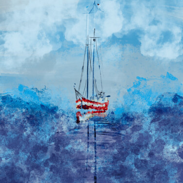 Arts numériques intitulée "Dans la mer de l'es…" par Sp.Art, Œuvre d'art originale, Peinture numérique Monté sur Châssis en…