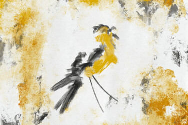Digital Arts titled "Golden Bird" by Sp.Art, Original Artwork, Digital Painting