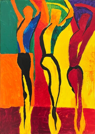 Painting titled "Tango Colorful" by Sp.Art, Original Artwork, Acrylic Mounted on Wood Stretcher frame
