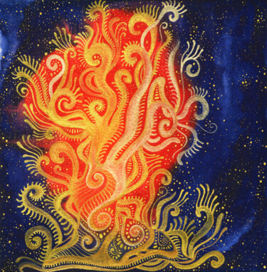 Schilderij getiteld "Tree of Life Painti…" door Space Oleandr, Origineel Kunstwerk, Aquarel