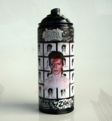 Sculpture titled "SPACO bombe BOWIE Z…" by Spaco, Original Artwork, Spray paint
