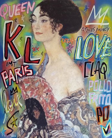 Malarstwo zatytułowany „SPACO Klimt girl ,…” autorstwa Spaco, Oryginalna praca, Kolaże