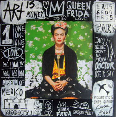 Ζωγραφική με τίτλο "SPACO Frida Kahlo,…" από Spaco, Αυθεντικά έργα τέχνης, Κολάζ
