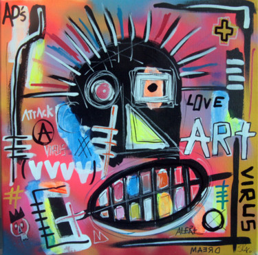 Malerei mit dem Titel "SPACO Skull Virus,…" von Spaco, Original-Kunstwerk, Acryl
