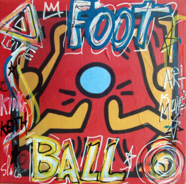 Painting titled "SPACO Football Hari…" by Spaco, Original Artwork, Collages Mounted on Wood Stretcher frame