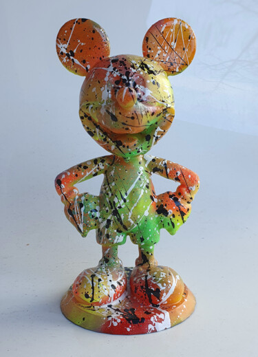 Sculpture intitulée "SPACO silver Mickey…" par Spaco, Œuvre d'art originale, Acrylique