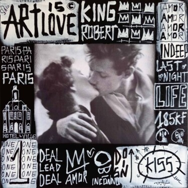 Painting titled "SPACO Doisneau , 20…" by Spaco, Original Artwork, Collages Mounted on Wood Stretcher frame