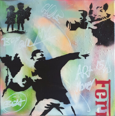 Картина под названием "SPACO Wall Anarchy…" - Spaco, Подлинное произведение искусства, Акрил Установлен на Деревянная рама д…