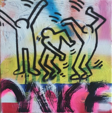 Painting titled "SPACO Dance, , 2022…" by Spaco, Original Artwork, Spray paint Mounted on Wood Stretcher frame