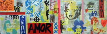 Schilderij getiteld "SPACO Amor , 2022…" door Spaco, Origineel Kunstwerk, Graffiti Gemonteerd op Frame voor houten brancard