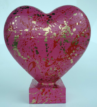 Sculpture intitulée "SPACO Heart rose ,…" par Spaco, Œuvre d'art originale, Résine