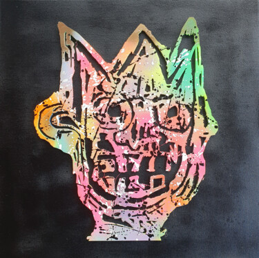 Painting titled "SPACO BasquiatROI ,…" by Spaco, Original Artwork, Collages Mounted on Wood Stretcher frame