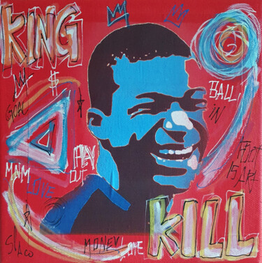 Peinture intitulée "SPACO King Mbappe,…" par Spaco, Œuvre d'art originale, Collages Monté sur Châssis en bois